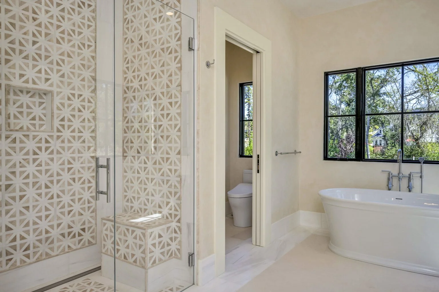 Photograph of left side of Main Bathroom in Santa Rosa Hills Custom Transition Rebuild