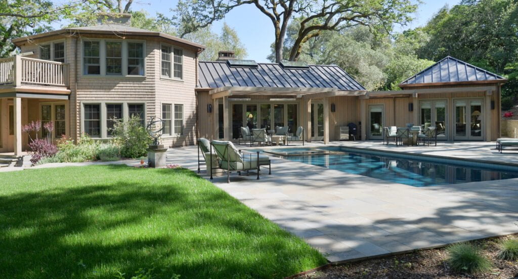 Photograph of backyard with Frick Pool